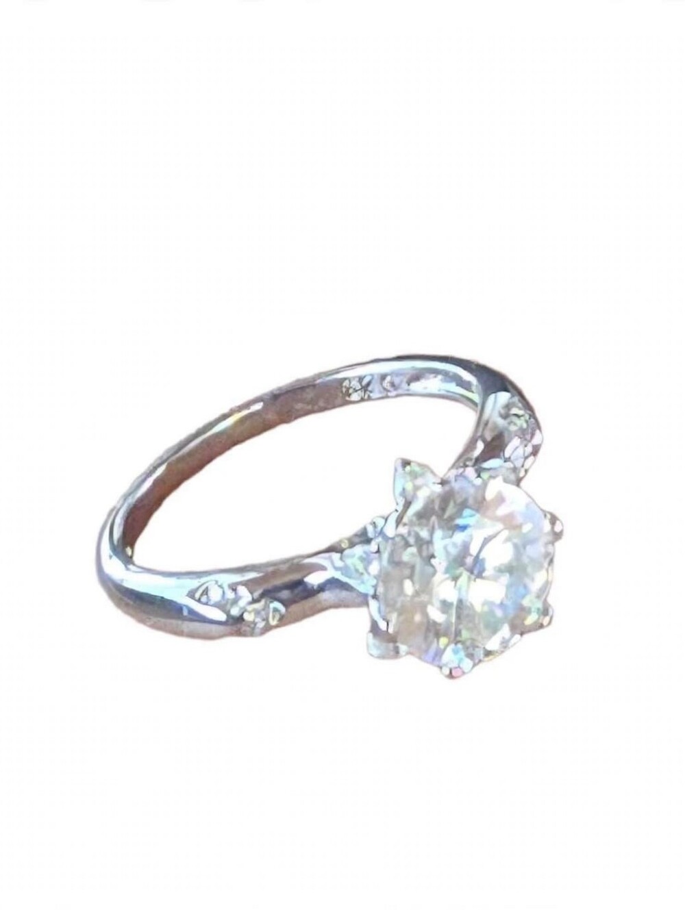 Sparkling White Floral-Cut 2 Carat Cubic Zirconia 925 Silver Ring Size 8